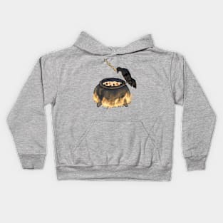 Cute Crow Making Soup Kids Hoodie